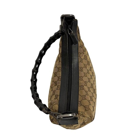 Gucci Authentic Bamboo Handle Shoulder Bag Women's Brown Beige Monogram Canvas - Picture 11 of 11